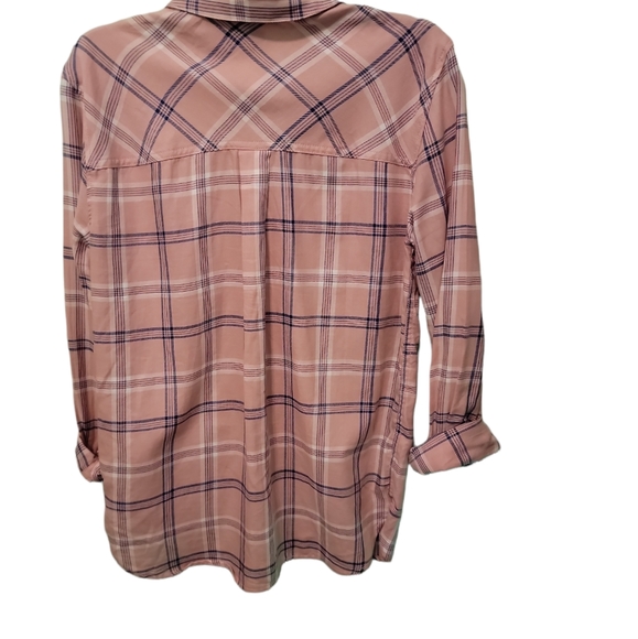 H&M Divided Pink&Gray Plaid Boyfriend Button Down Y2K - Picture 2 of 3